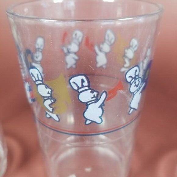 Pillsbury Doughboy Vintage Lot 4 Plastic Drinking Glasses 4.5” Music Band 1991 - Picture 4 of 9